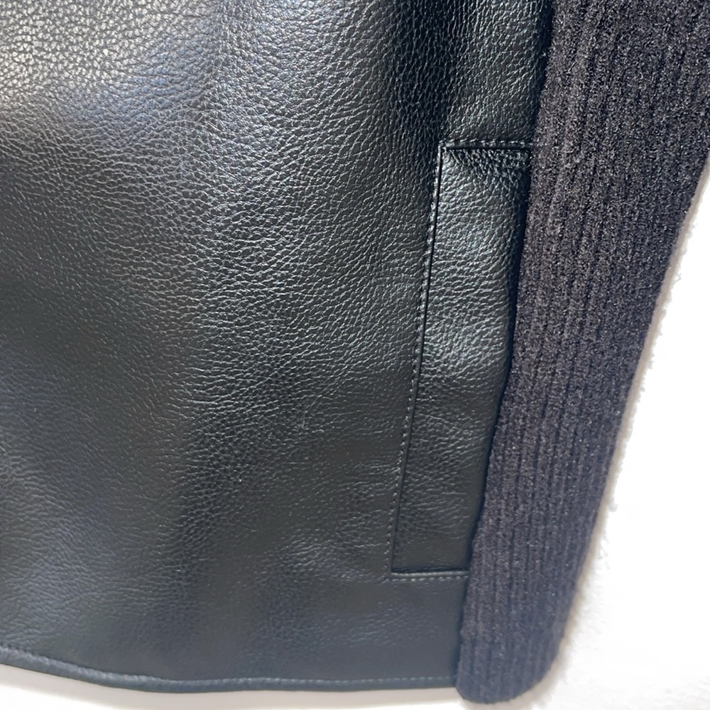 NWOT Ann Taylor Faux Leather Ribbed Black Women’s Cardigan Blazer - Petite Small - Picture 5 of 5